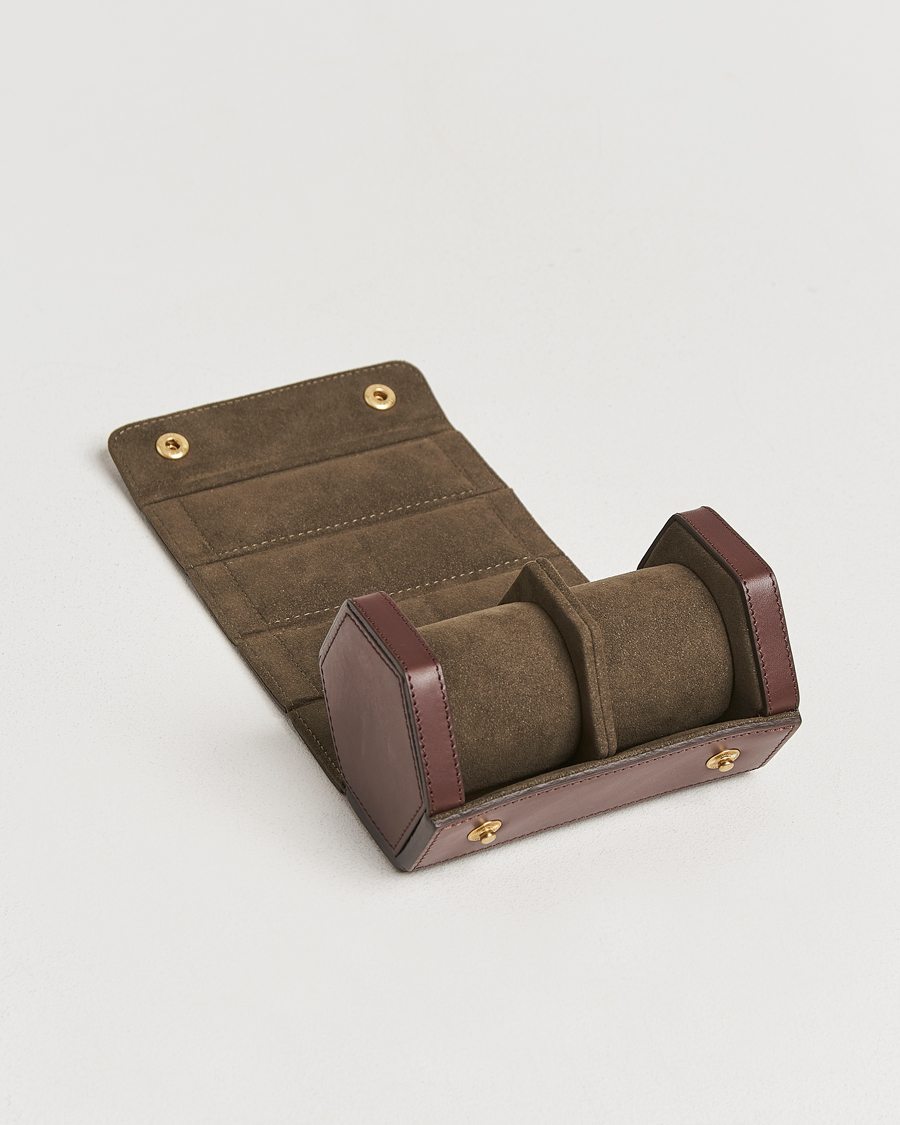 Uomini | Scatole per orologi | Bennett Winch | Double Watch Roll Brown