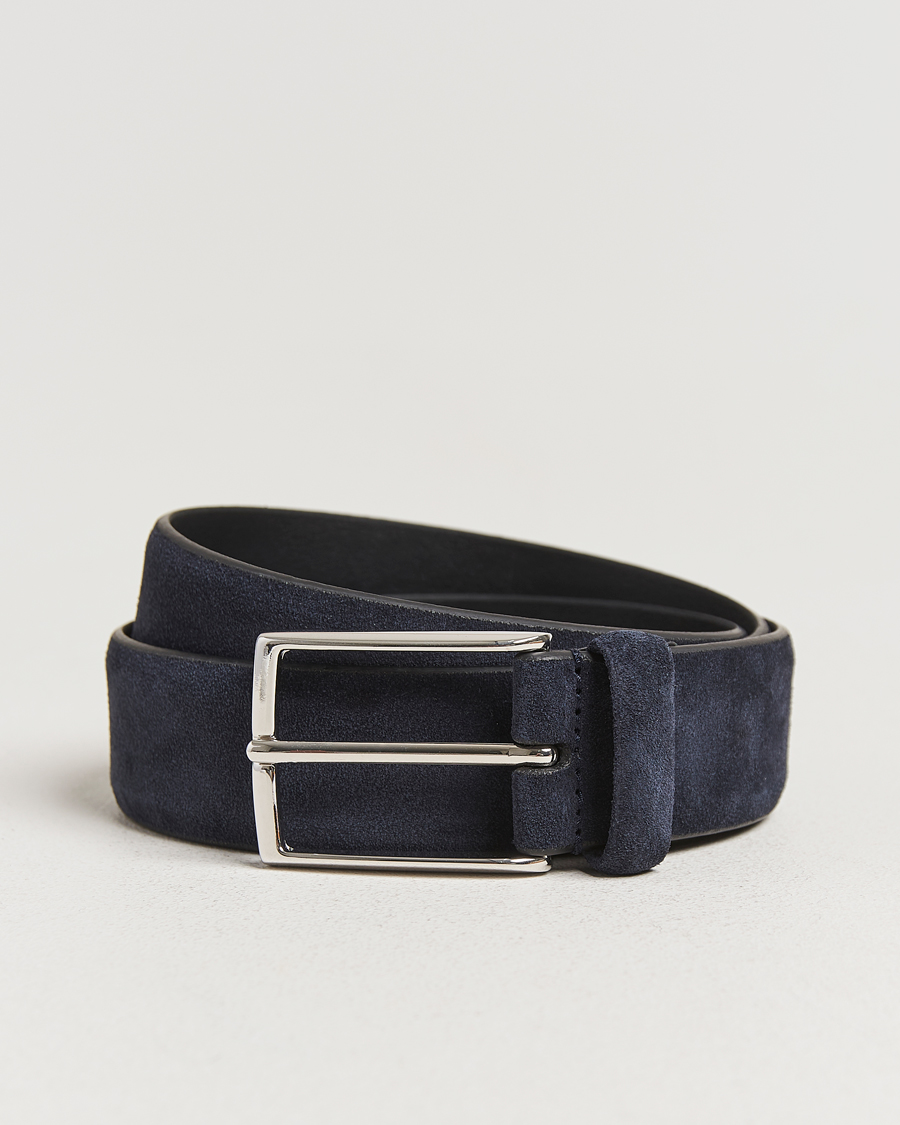 Uomini | Cinture | Anderson's | Calf Suede 3,5 cm Belt Navy