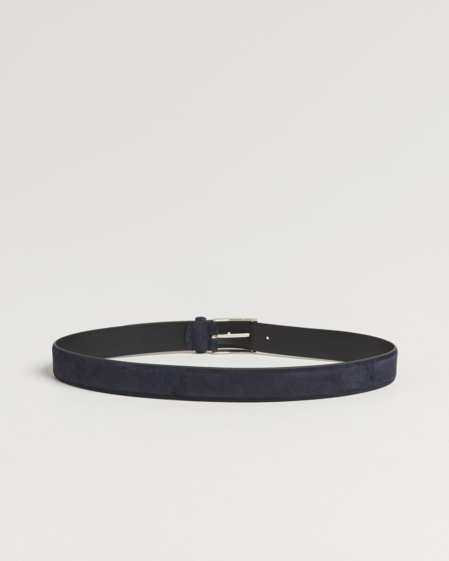 Uomini | Cinture | Anderson's | Calf Suede 3,5 cm Belt Navy