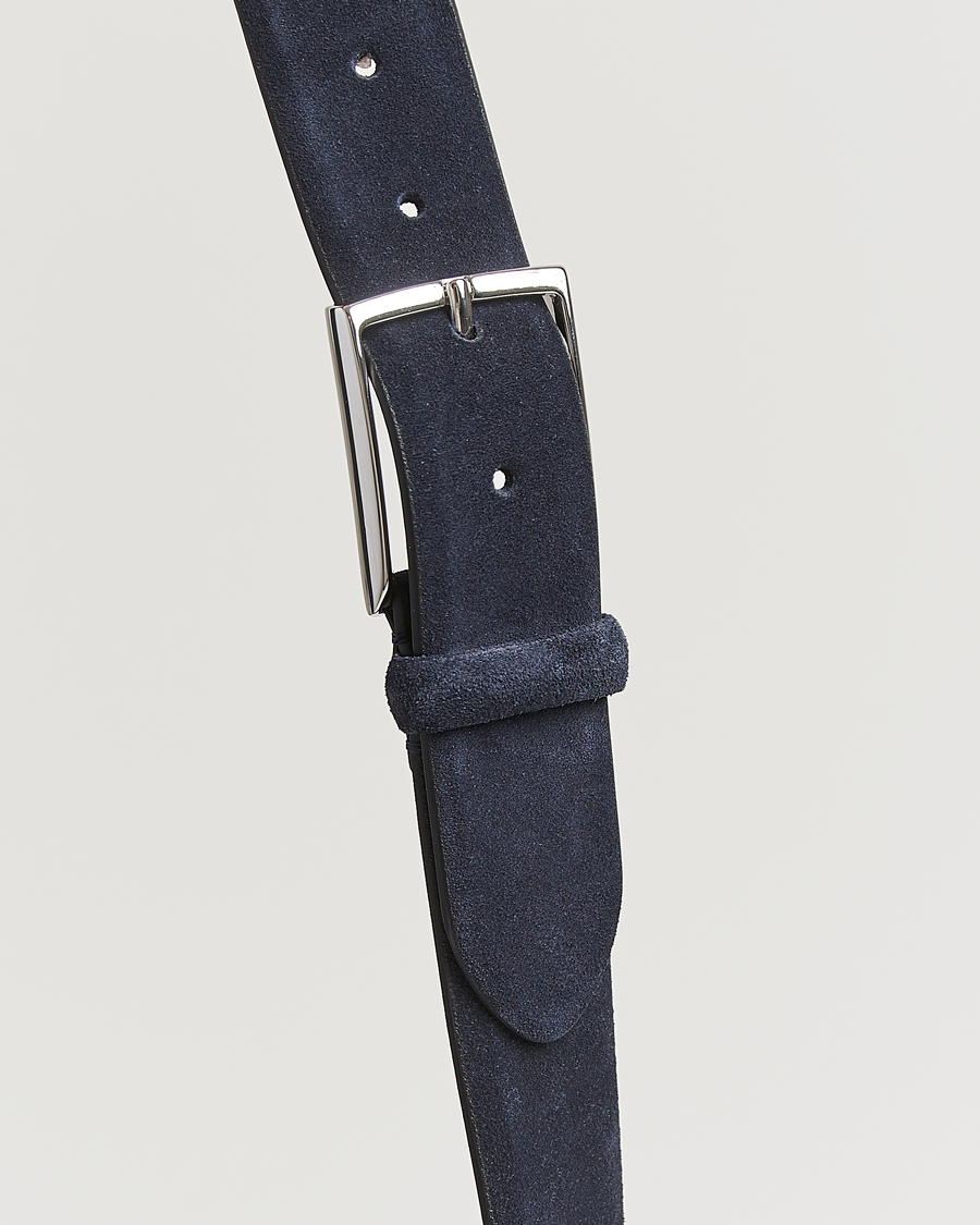 Uomini | Cinture | Anderson's | Calf Suede 3,5 cm Belt Navy
