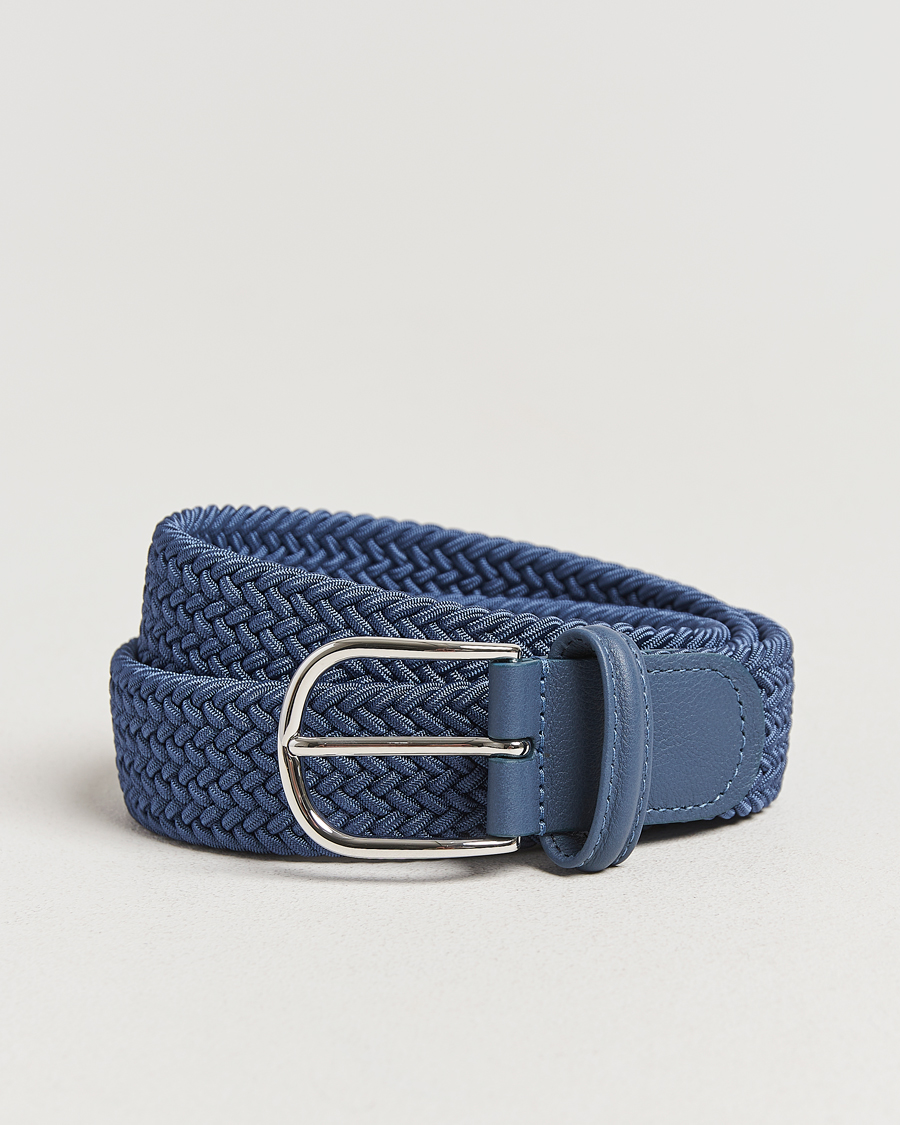Uomini | Cinture | Anderson's | Stretch Woven 3,5 cm Belt Air Force Blue