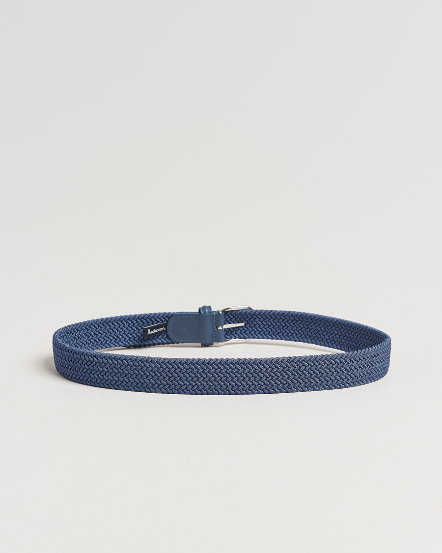 Uomini | Cinture | Anderson's | Stretch Woven 3,5 cm Belt Air Force Blue