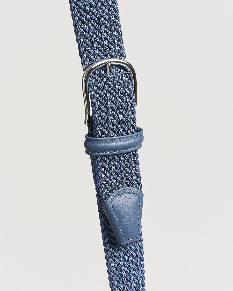 Uomini | Cinture | Anderson's | Stretch Woven 3,5 cm Belt Air Force Blue