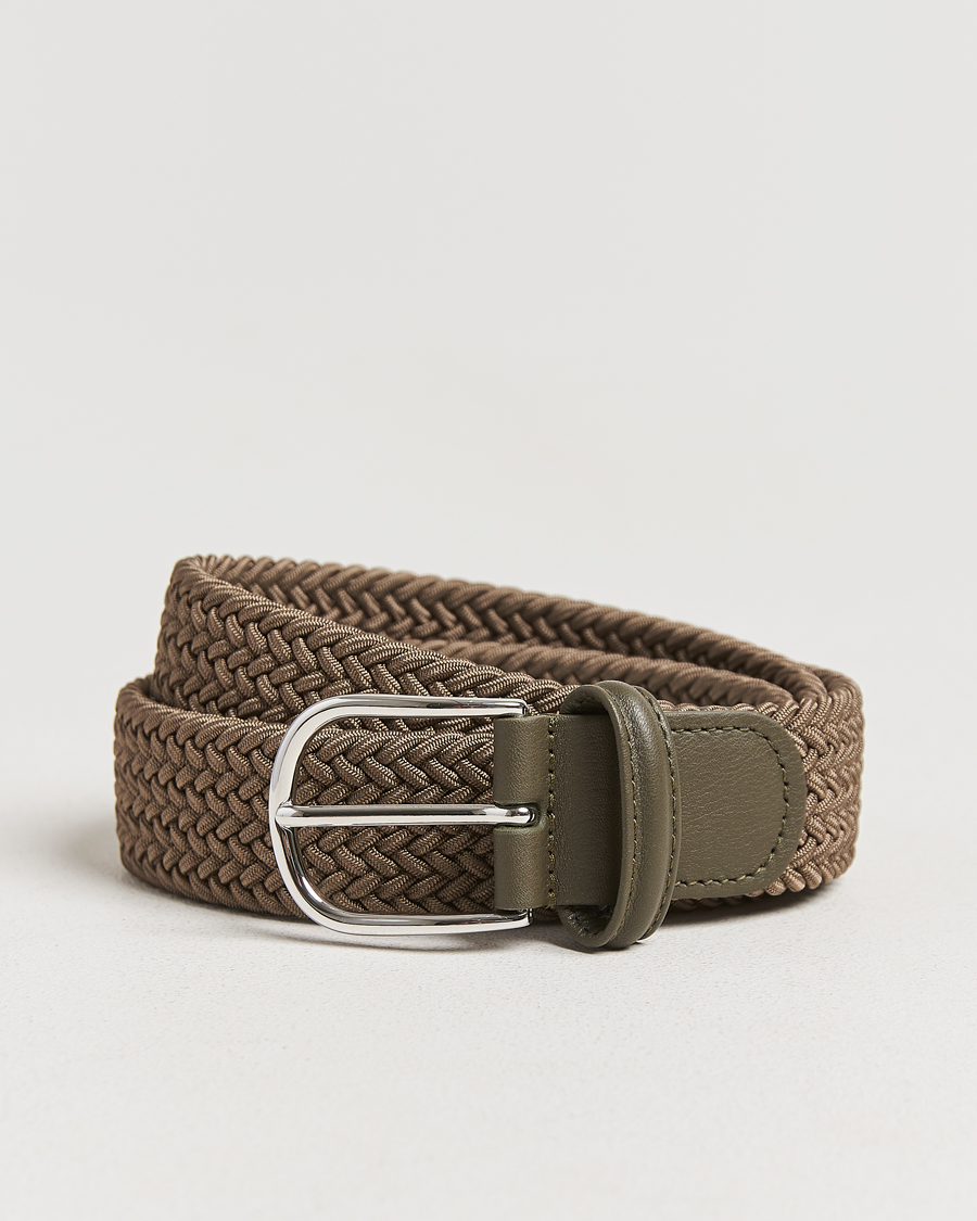 Uomini | Cinture | Anderson's | Stretch Woven 3,5 cm Belt Khaki