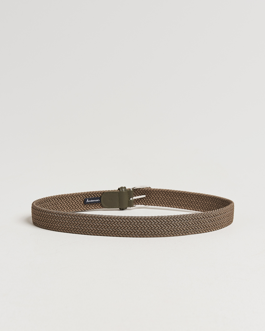 Uomini | Cinture | Anderson's | Stretch Woven 3,5 cm Belt Khaki