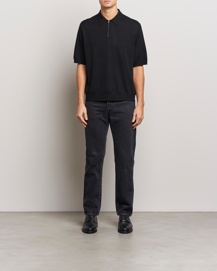 Uomini | Maglieria | J.Lindeberg | Tyler Quarter Zip Knit Polo Black