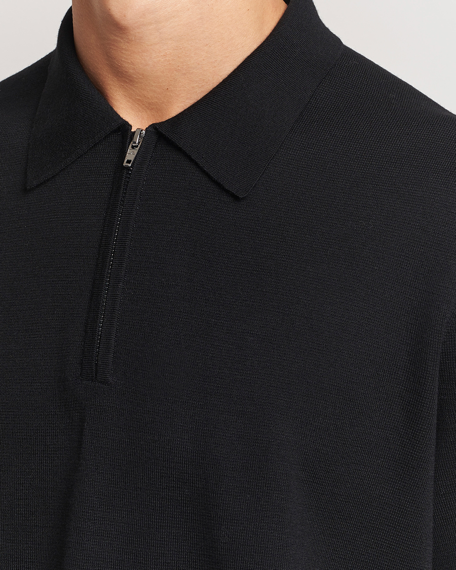 Uomini | Maglieria | J.Lindeberg | Tyler Quarter Zip Knit Polo Black