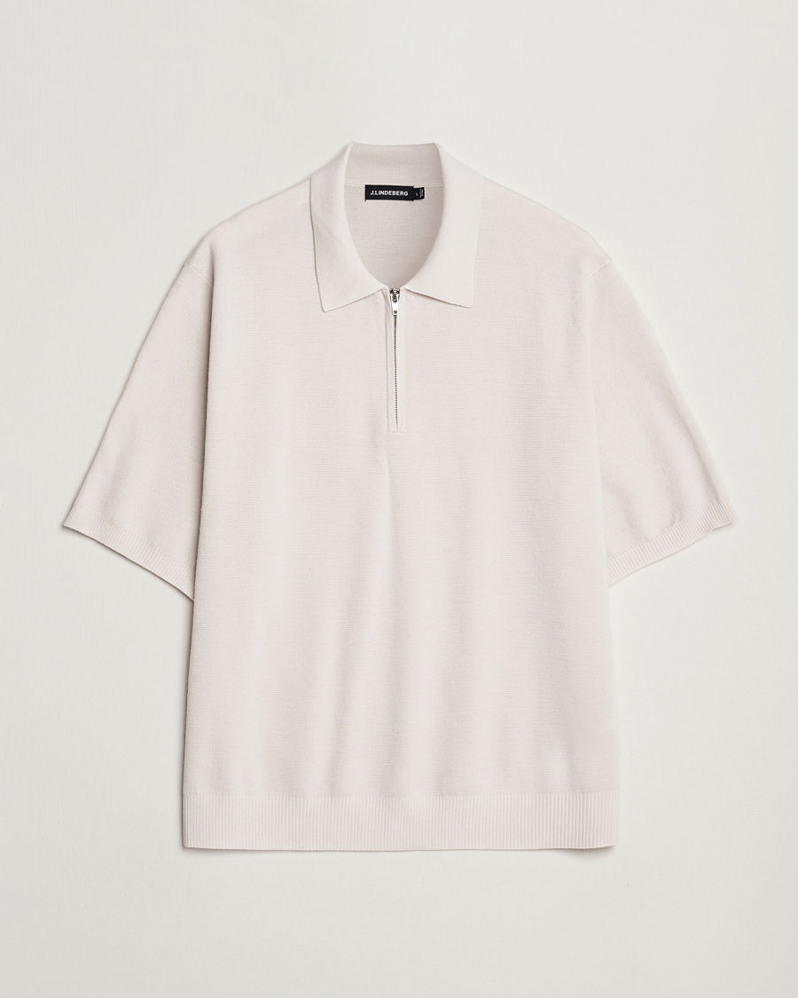 Uomini | Maglieria | J.Lindeberg | Tyler Quarter Zip Knit Polo Moonbeam