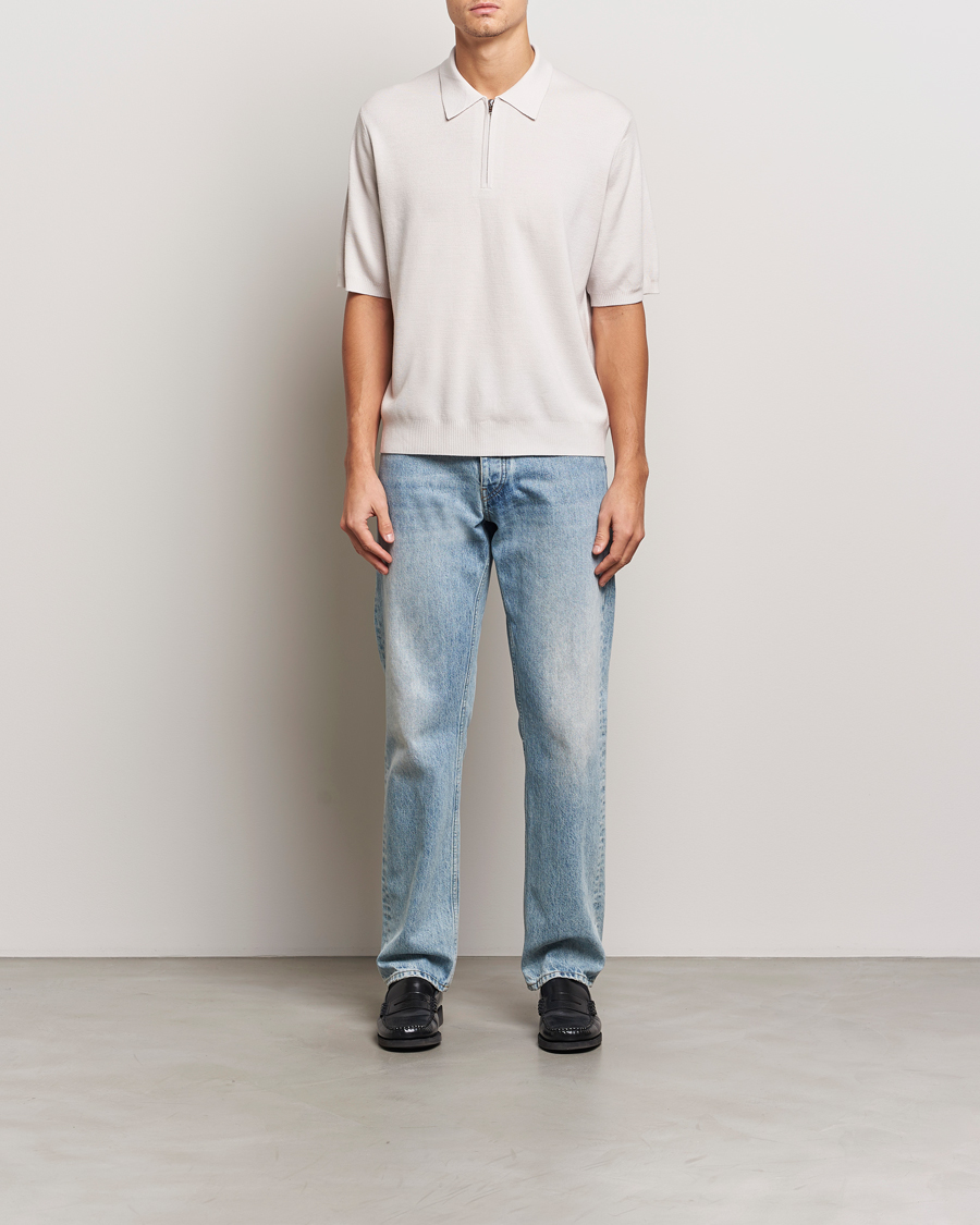 Uomini | Maglieria | J.Lindeberg | Tyler Quarter Zip Knit Polo Moonbeam