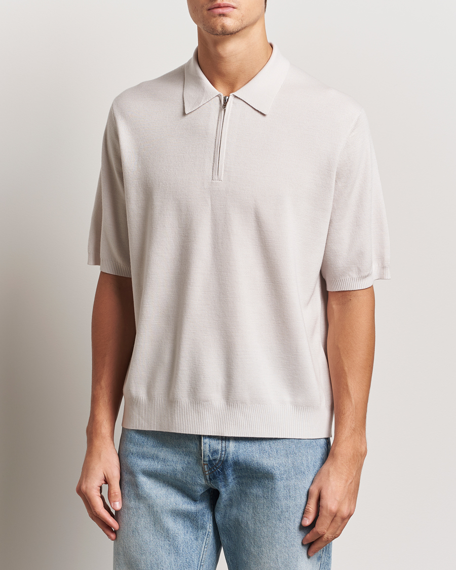 Uomini | Maglieria | J.Lindeberg | Tyler Quarter Zip Knit Polo Moonbeam