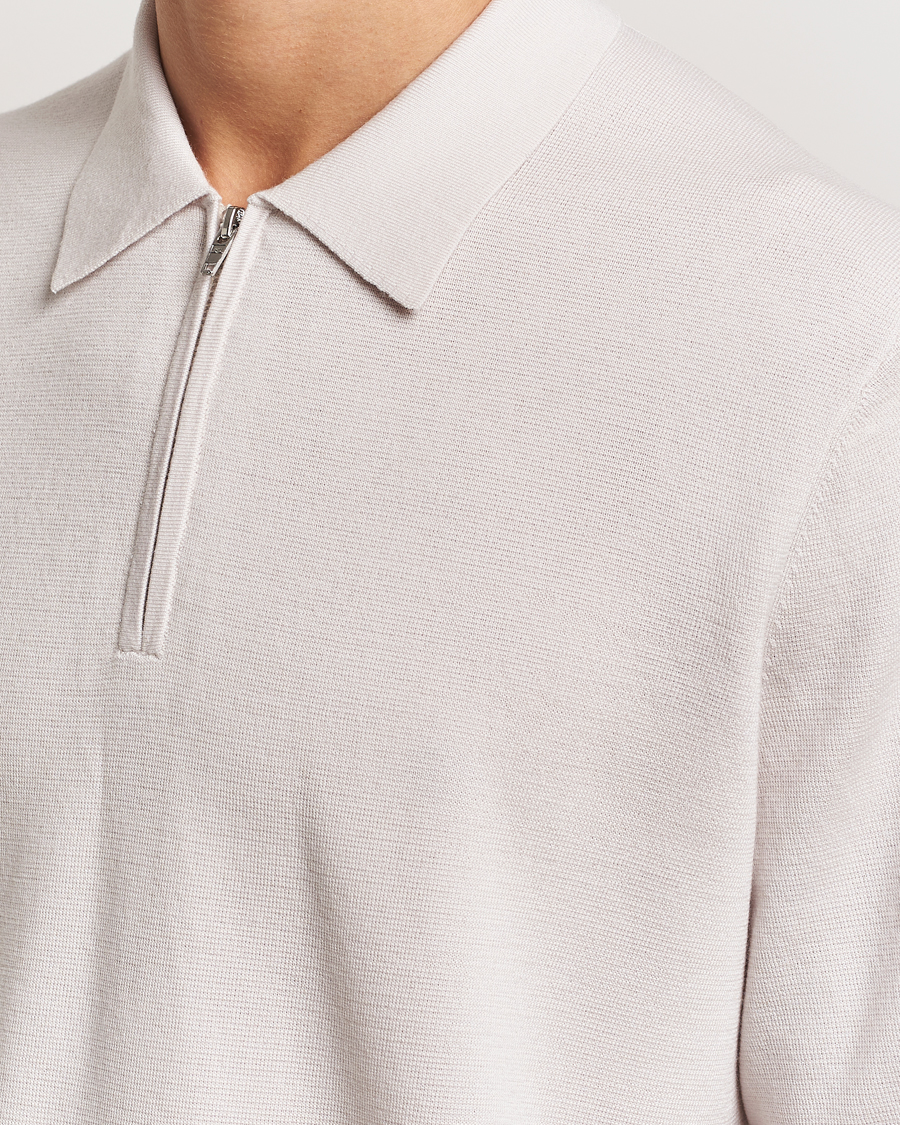 Uomini | Maglieria | J.Lindeberg | Tyler Quarter Zip Knit Polo Moonbeam