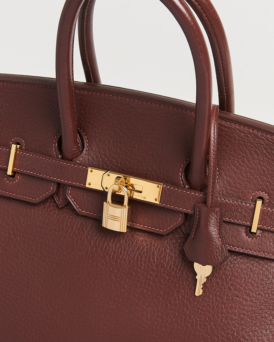 Uomini | Hermès Pre-Owned Birkin 35 Taurillon Clemence Handbag Havana | Hermès Pre-Owned | Birkin 35 Taurillon Clemence Handbag Havana