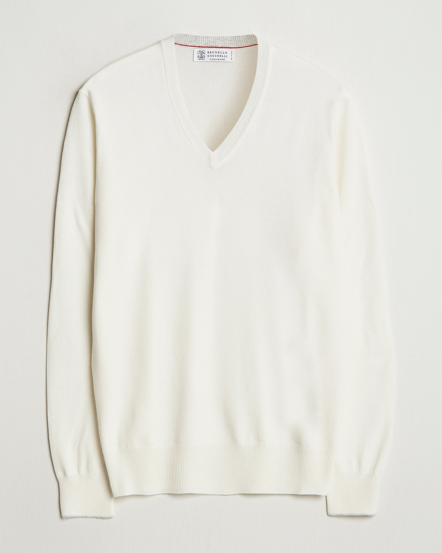 Uomini | Maglieria | Brunello Cucinelli | 2 Ply Cashmere V-Neck Panama