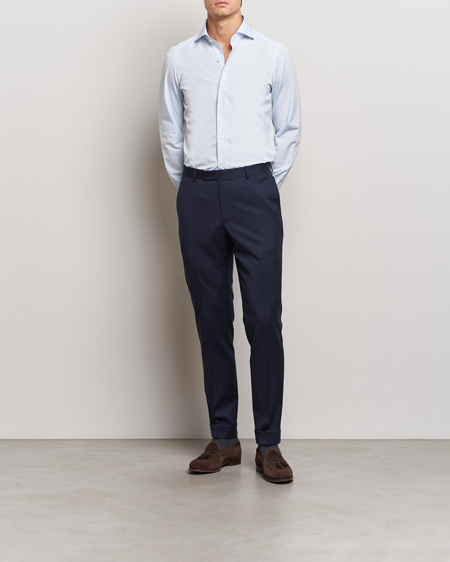 Uomini | Camicie | Finamore Napoli | Milano Slim Fit Classic Shirt Light Blue