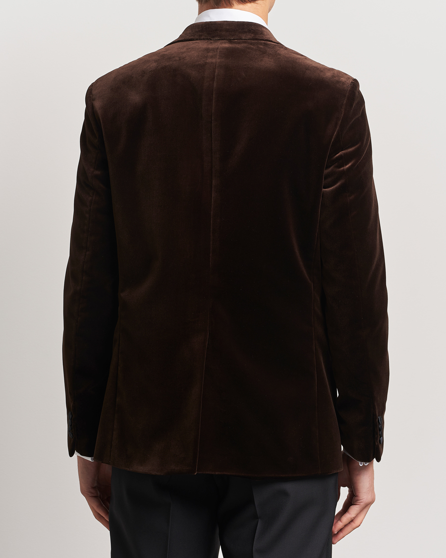 Uomini | Blazers | Oscar Jacobson | Frampton Velvet Tuxedo Blazer Brown