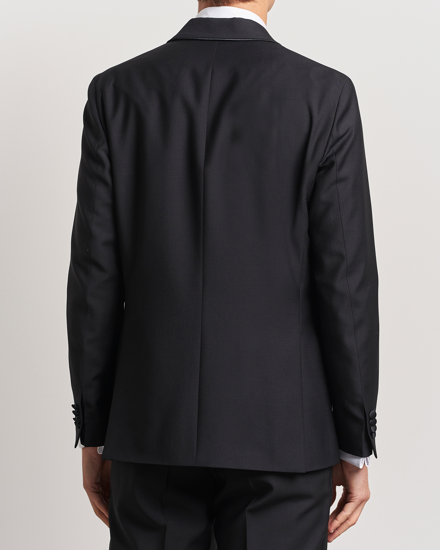 Uomini | Blazers | Oscar Jacobson | Fattore Double Breasted Tuxedo Blazer Black