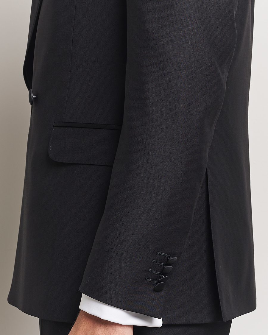 Uomini | Blazers | Oscar Jacobson | Fattore Double Breasted Tuxedo Blazer Black