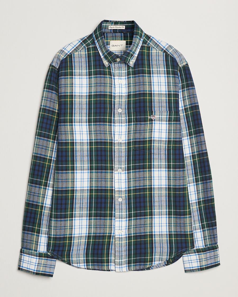 Uomini | Camicie | Gant | Regular Flannel Check Shirt Tartan Green