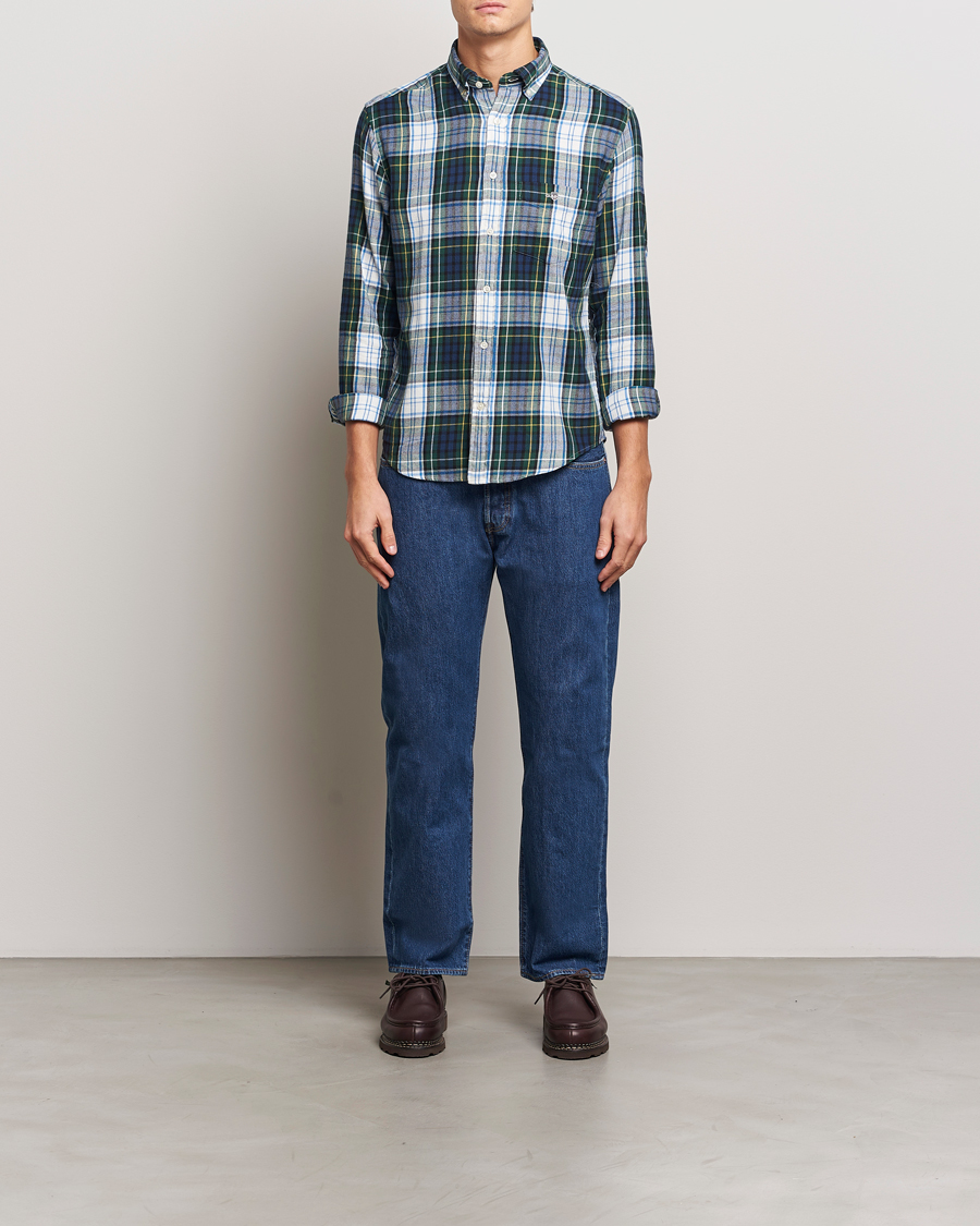 Uomini | Camicie | Gant | Regular Flannel Check Shirt Tartan Green