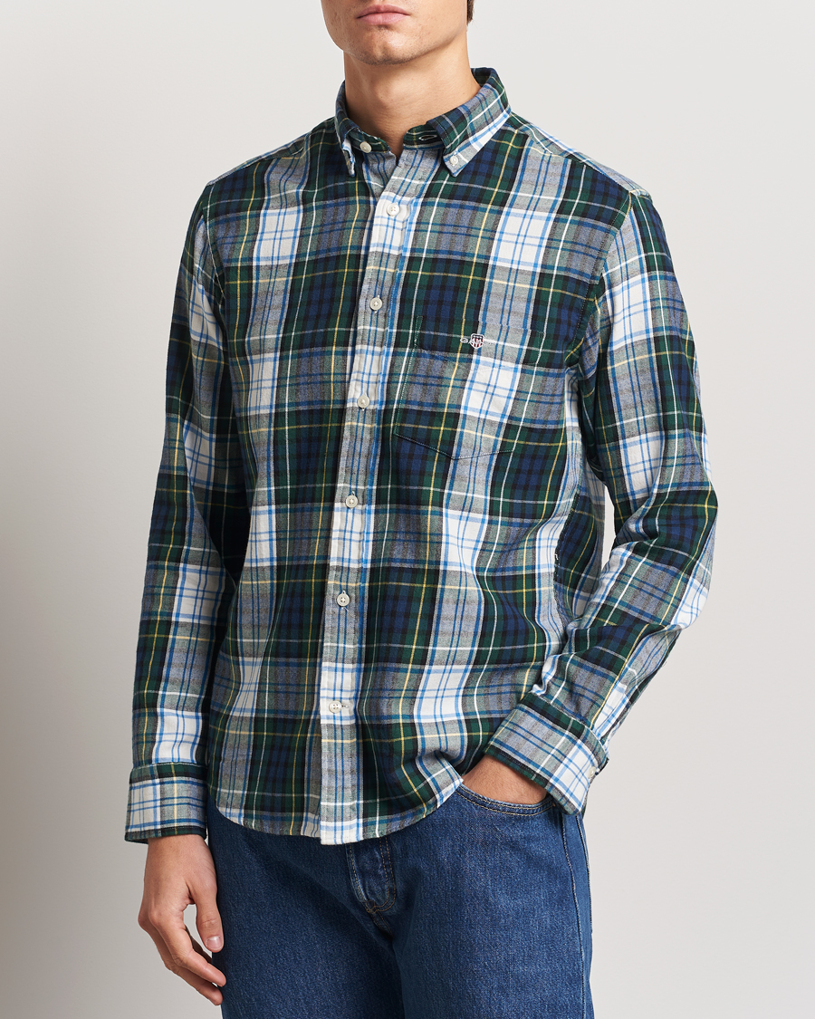 Uomini | Camicie | Gant | Regular Flannel Check Shirt Tartan Green