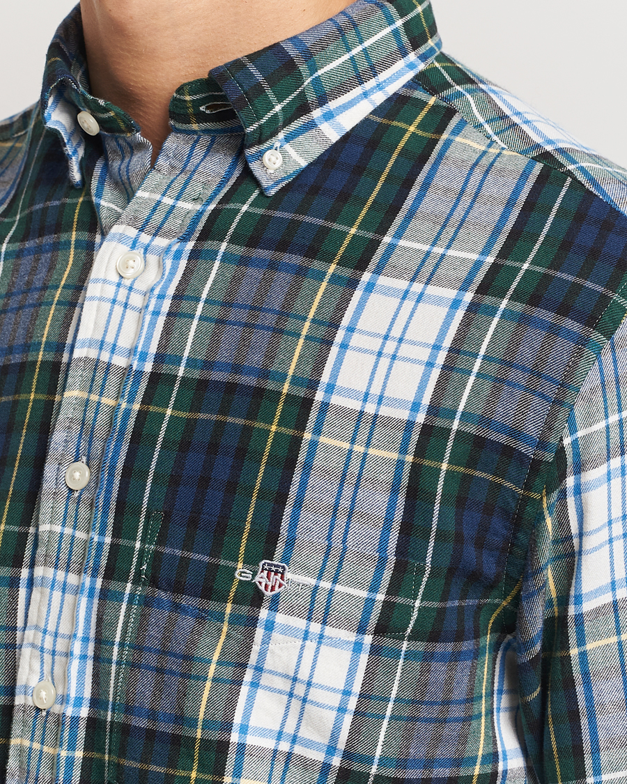 Uomini | Camicie | Gant | Regular Flannel Check Shirt Tartan Green