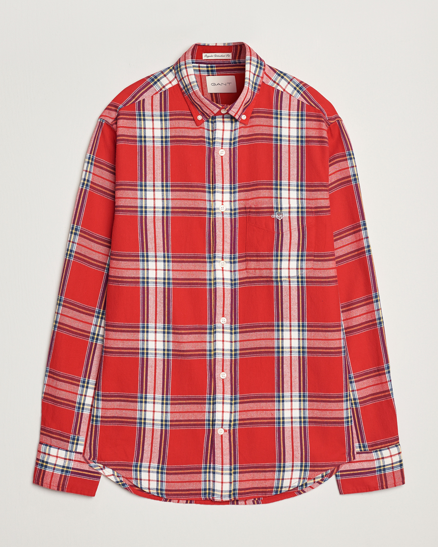 Uomini | Camicie | Gant | Regular Flannel Check Shirt Ruby Red