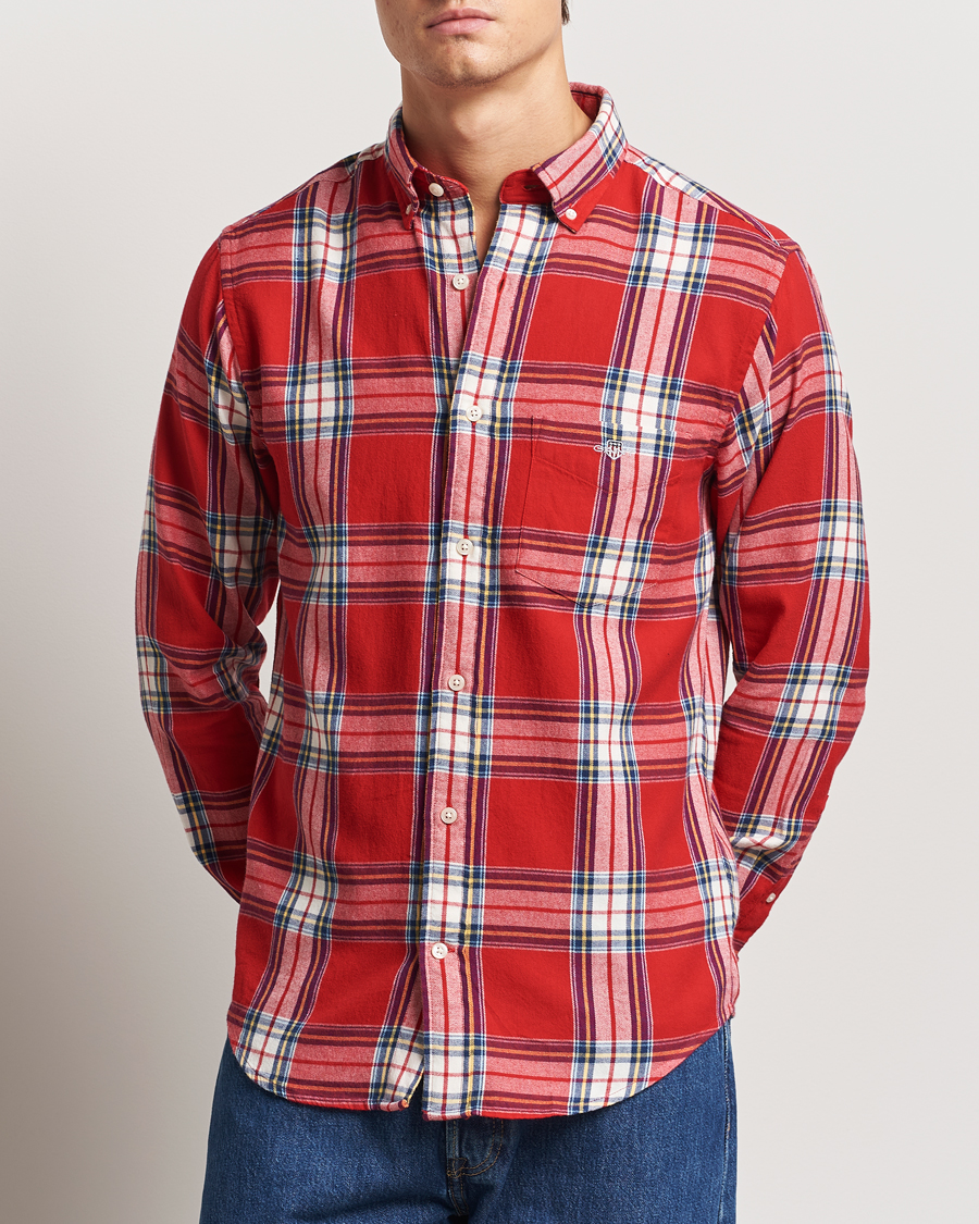 Uomini | Camicie | Gant | Regular Flannel Check Shirt Ruby Red