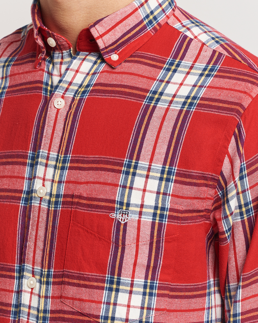 Uomini | Camicie | Gant | Regular Flannel Check Shirt Ruby Red