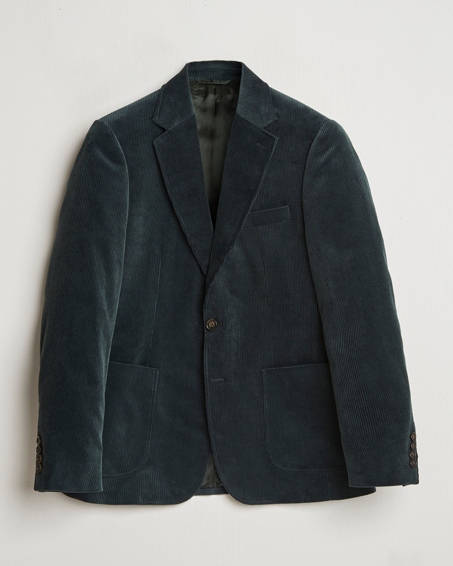 Uomini | Blazers | Gant | Slim Corduroy Suit Jacket Tartan Green