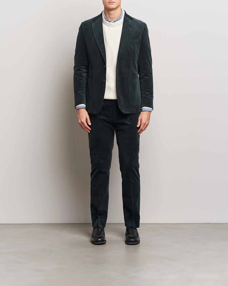 Uomini | Blazers | Gant | Slim Corduroy Suit Jacket Tartan Green