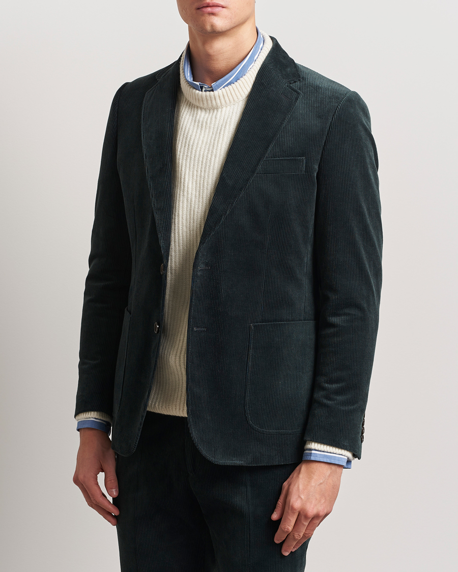 Uomini | Blazers | Gant | Slim Corduroy Suit Jacket Tartan Green