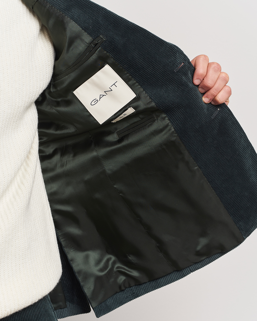 Uomini | Blazers | Gant | Slim Corduroy Suit Jacket Tartan Green