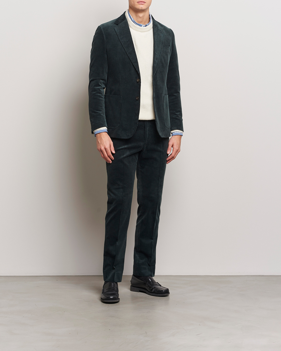 Uomini | Pantaloni | Gant | Slim Corduroy Suit Trousers Tartan Green
