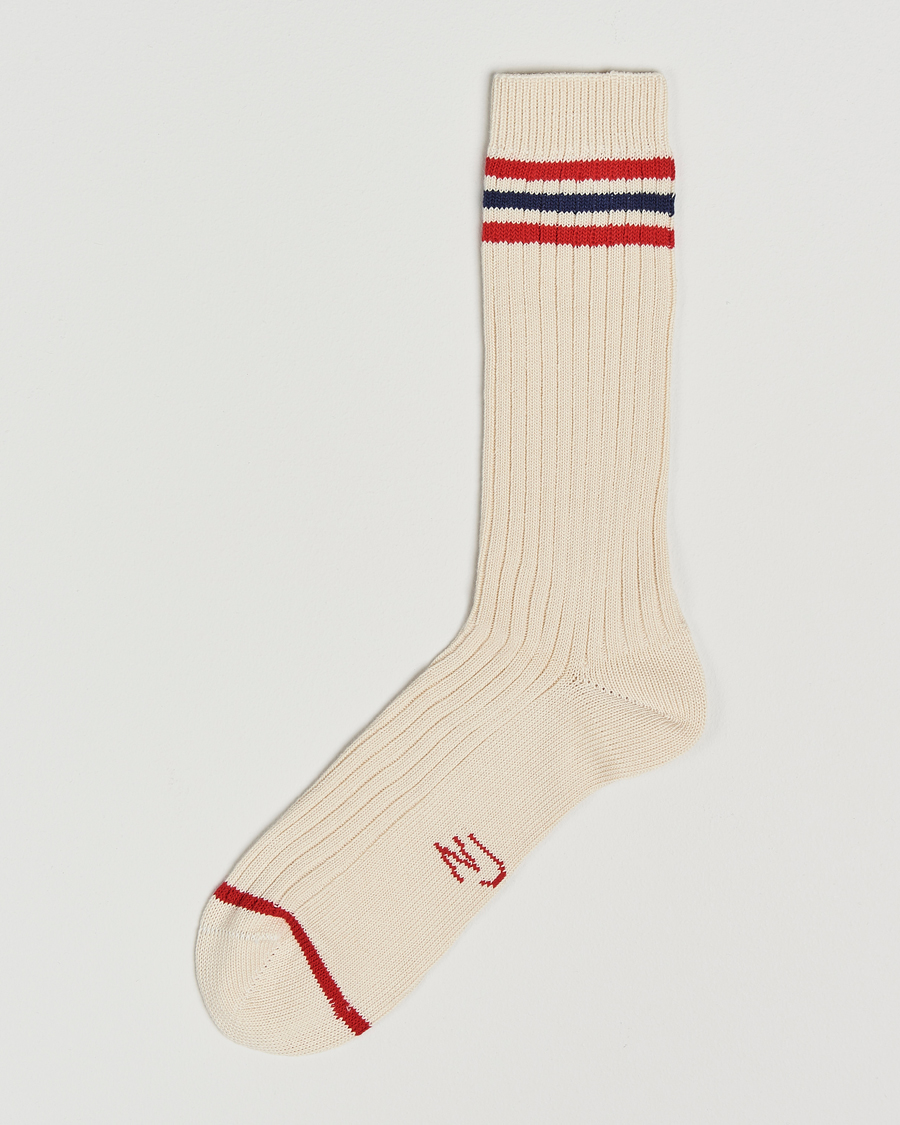 Uomini | Biancheria intima | Nudie Jeans | Retro Tennis Socks Off White/Red