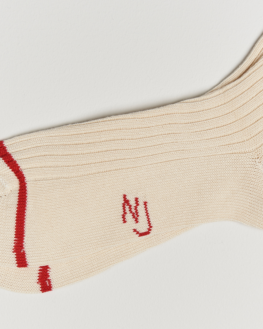 Uomini | Biancheria intima | Nudie Jeans | Retro Tennis Socks Off White/Red