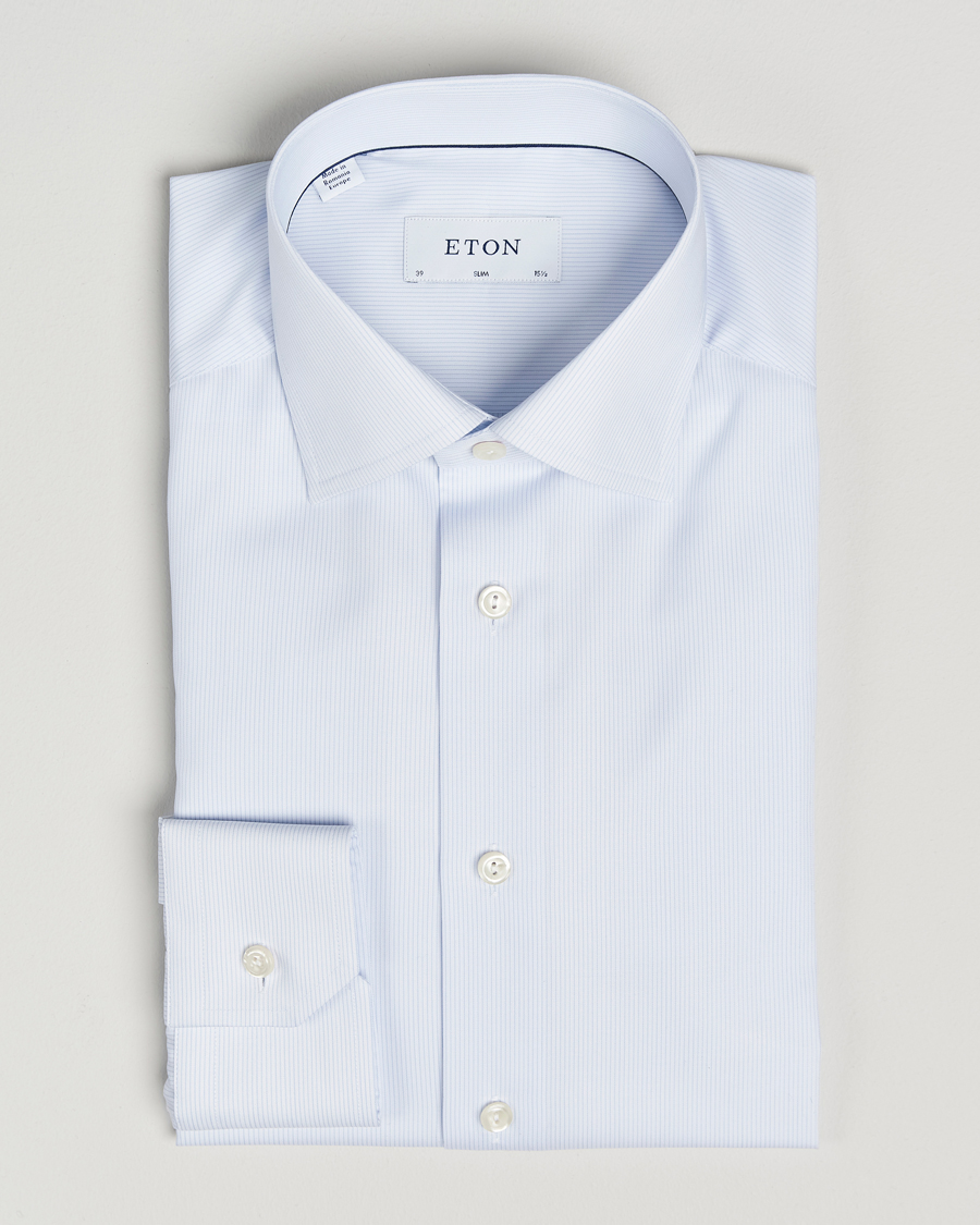 Uomini | Camicie | Eton | Slim Fit Twill Hairline Stripe Shirt Blue/White