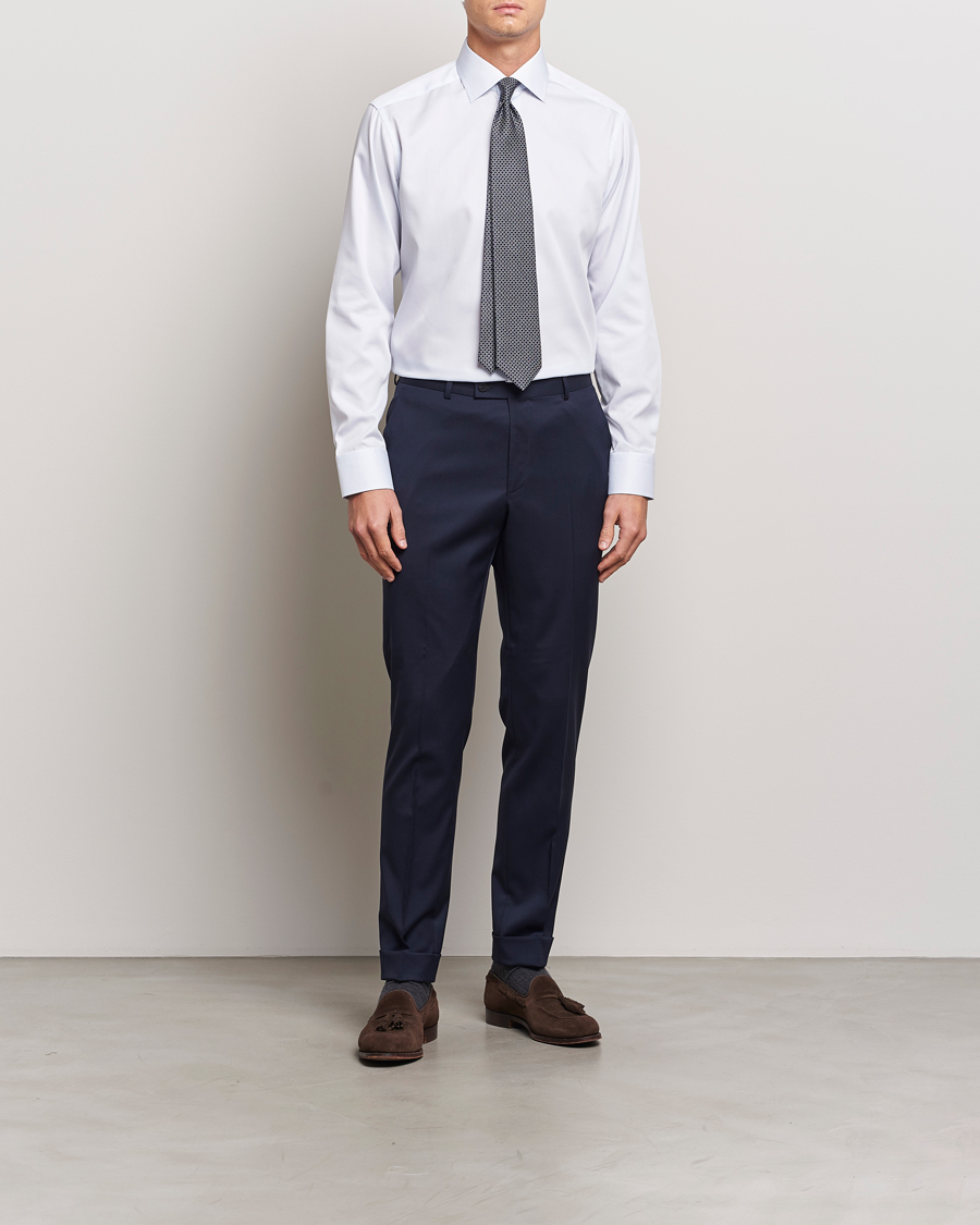 Uomini | Camicie | Eton | Slim Fit Twill Hairline Stripe Shirt Blue/White