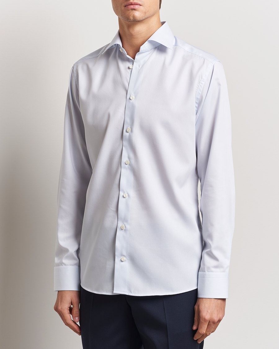Uomini | Camicie | Eton | Slim Fit Twill Hairline Stripe Shirt Blue/White
