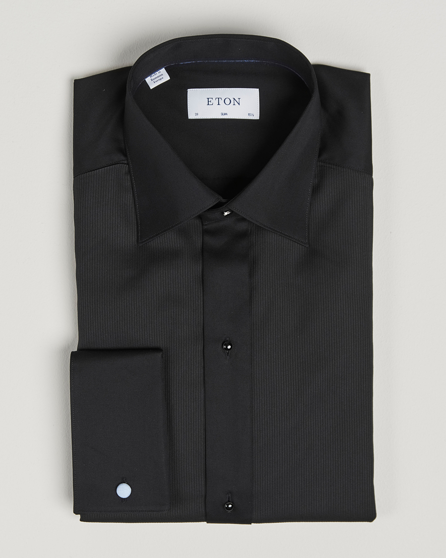 Uomini | Camicie | Eton | Slim Fit Plissé Tuxedo Shirt Black