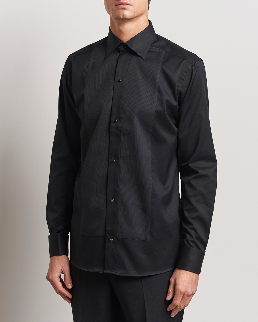 Uomini | Camicie | Eton | Slim Fit Plissé Tuxedo Shirt Black