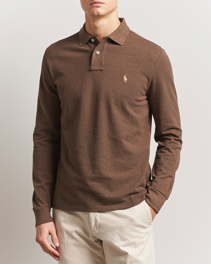 Uomini | Maglieria | Polo Ralph Lauren | Custom Slim Fit Long Sleeve Polo Cedar Heather