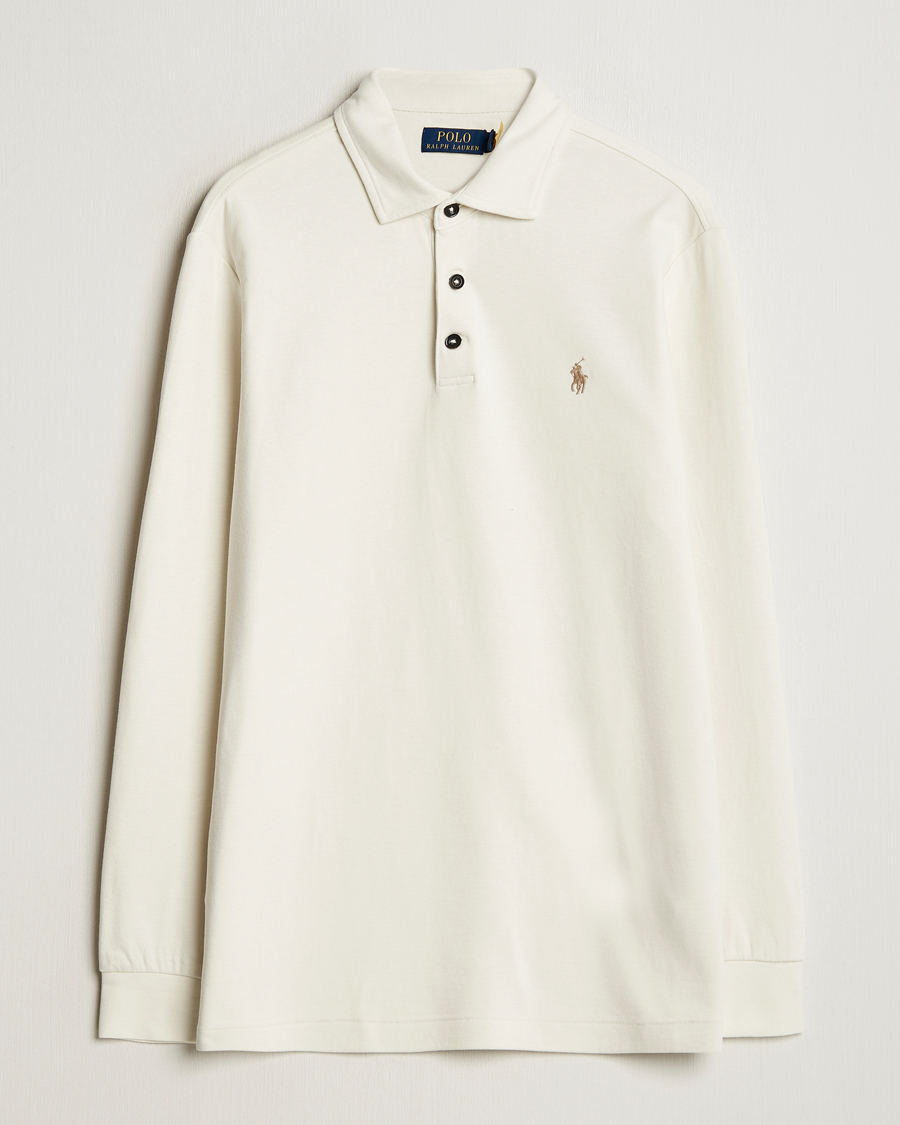 Uomini | Maglieria | Polo Ralph Lauren | Double Knit Long Sleeve Polo Parchment Cream
