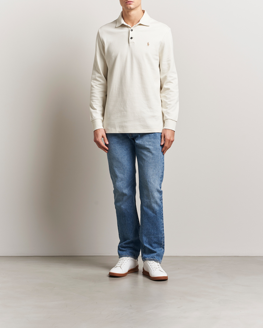 Uomini | Maglieria | Polo Ralph Lauren | Double Knit Long Sleeve Polo Parchment Cream