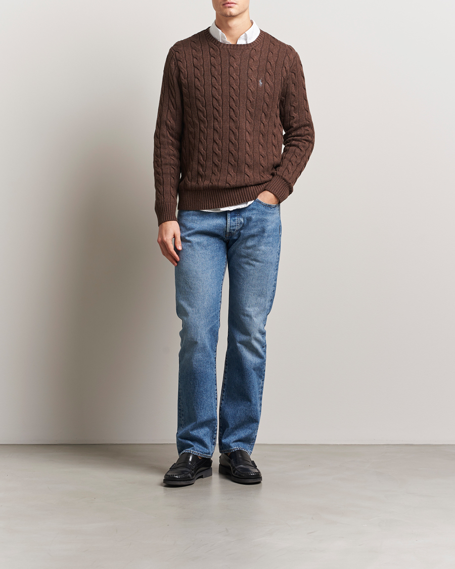 Uomini | Maglieria | Polo Ralph Lauren | Cotton Cable Pullover Dark Roast Melange