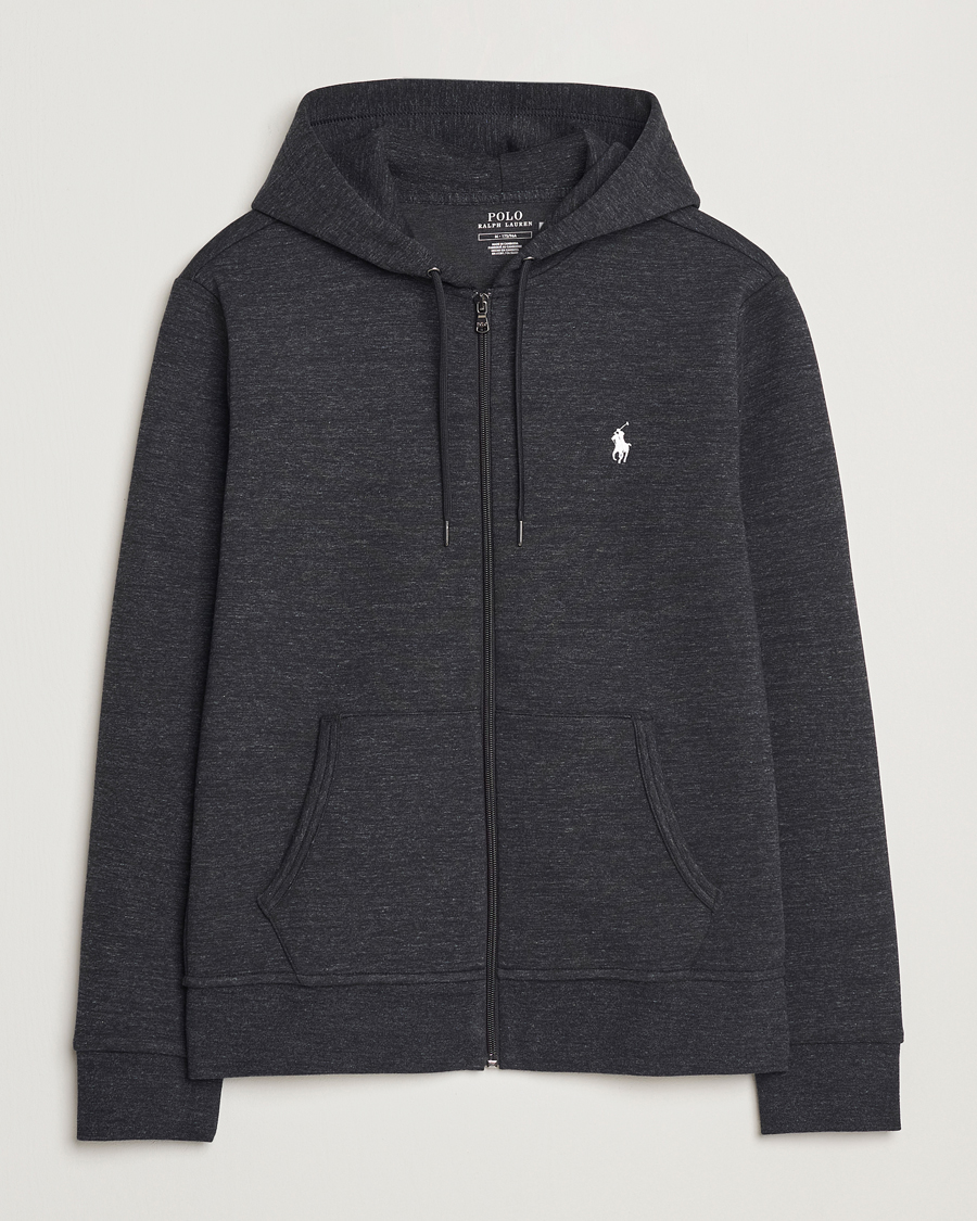 Uomini | Maglieria | Polo Ralph Lauren | Double Knitted Full-Zip Hoodie Black Marl Heather