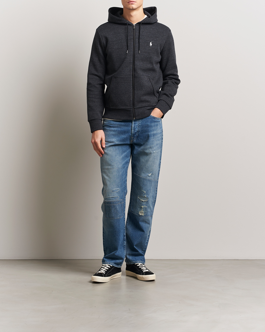Uomini | Maglieria | Polo Ralph Lauren | Double Knitted Full-Zip Hoodie Black Marl Heather