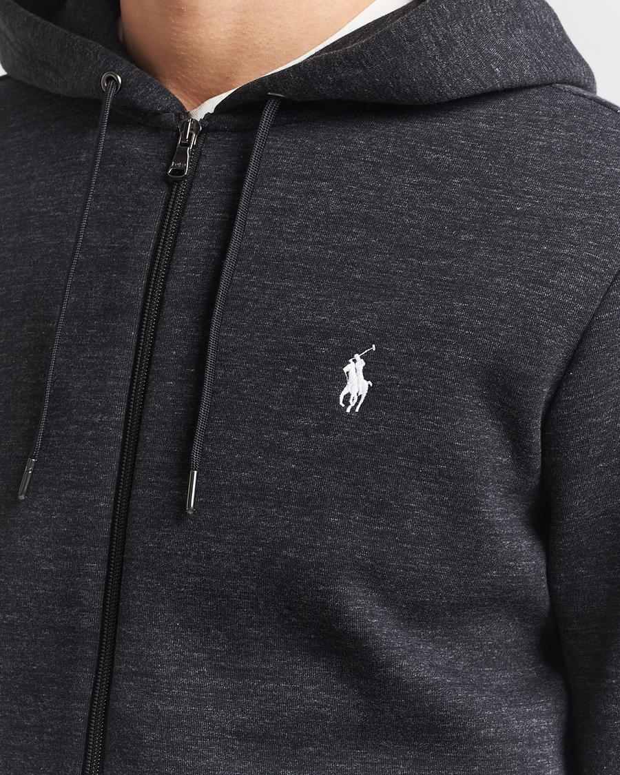 Uomini | Maglieria | Polo Ralph Lauren | Double Knitted Full-Zip Hoodie Black Marl Heather