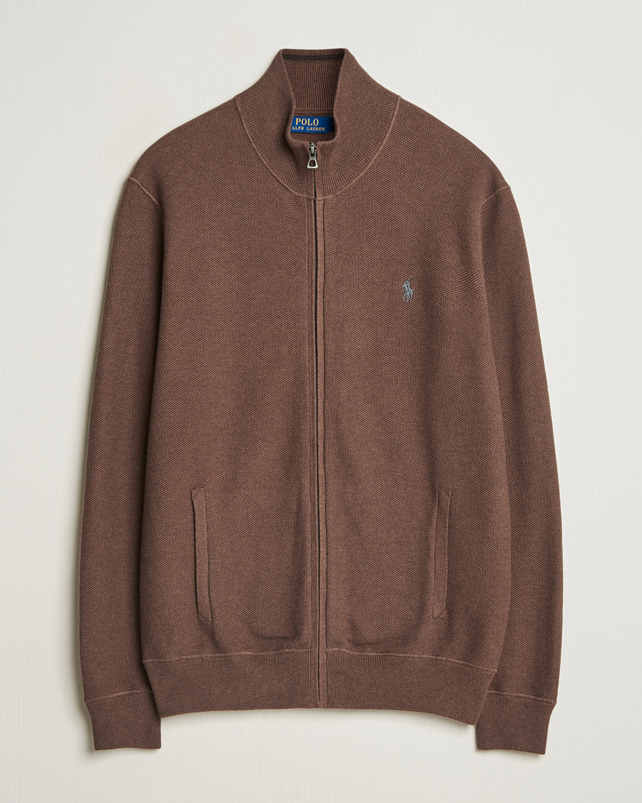 Uomini | Maglieria | Polo Ralph Lauren | Textured Full-Zip Dark Roast Melange