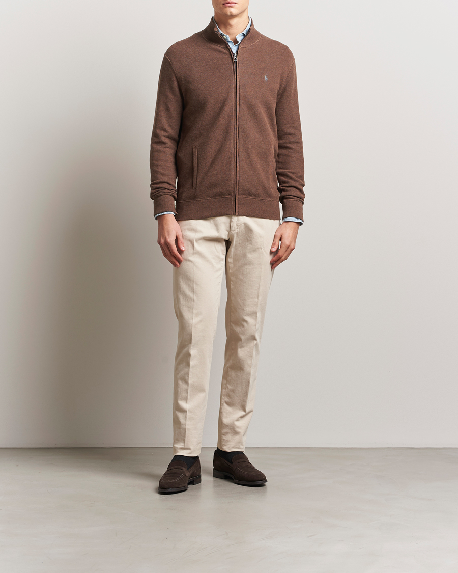 Uomini | Maglieria | Polo Ralph Lauren | Textured Full-Zip Dark Roast Melange
