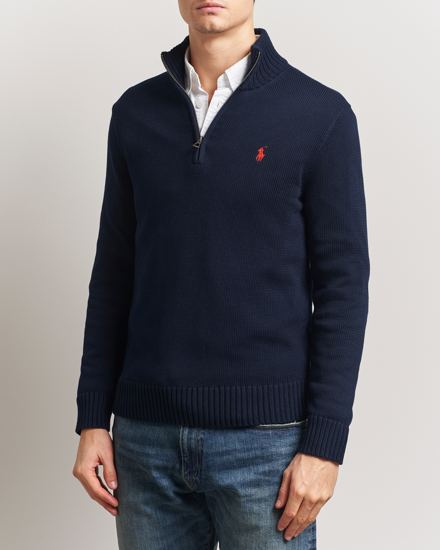 Uomini | Maglieria | Polo Ralph Lauren | Cotton Pullover Half Zip Hunter Navy